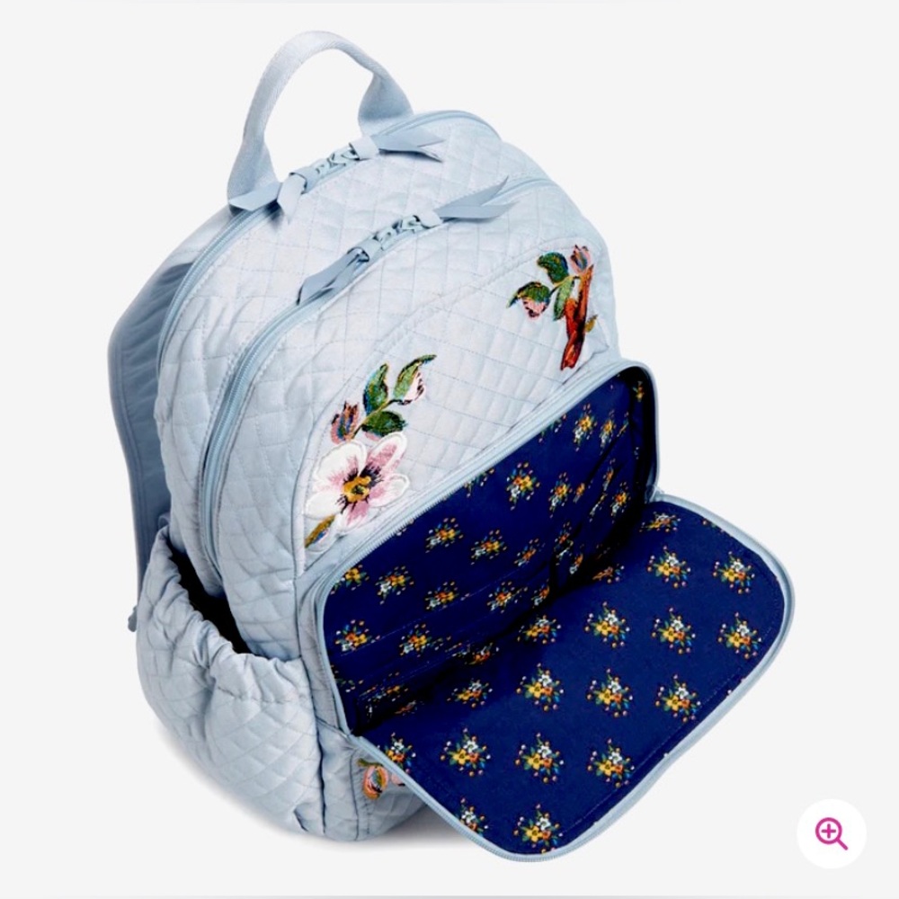 Vera Bradley Large Campus Backpack in Denim ✨ Sea Air Floral - Picture 7 of 11